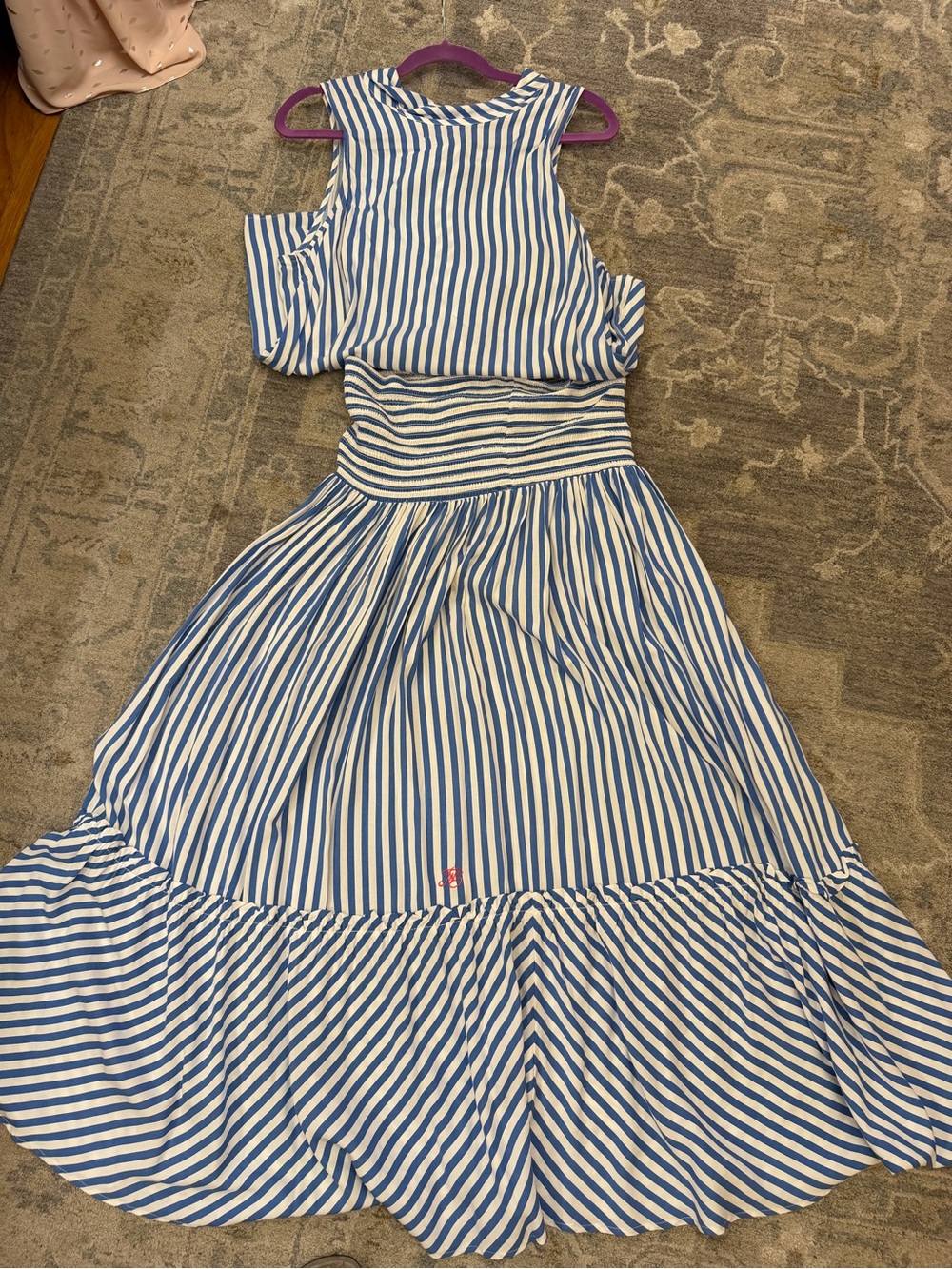 Twin-Set Blue and White Striped Women’s Sleeveless Dress Top